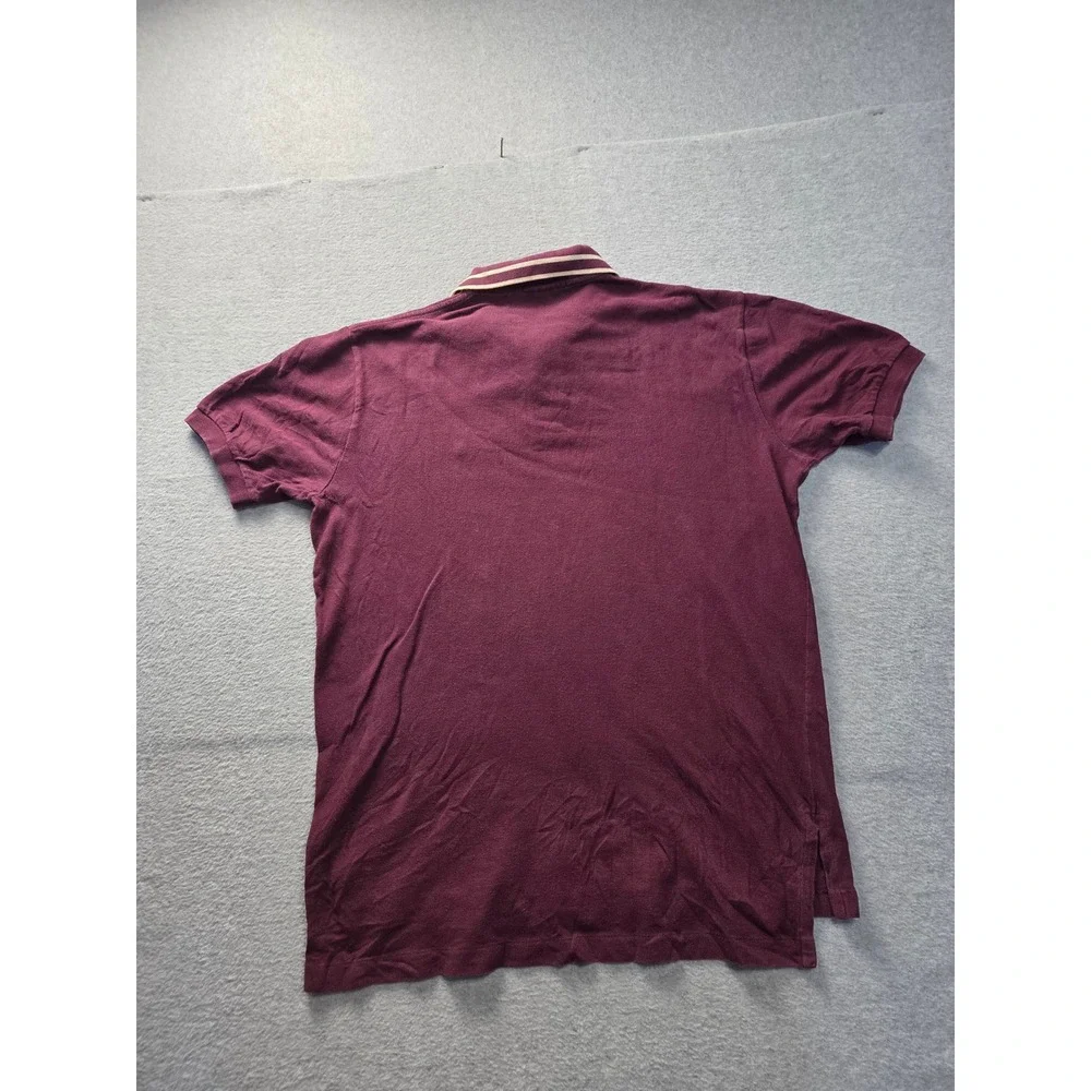Polo Ralph Lauren Mens Burgundy‎ Cotton Pique Polo Shirt Tipped Collar Medium